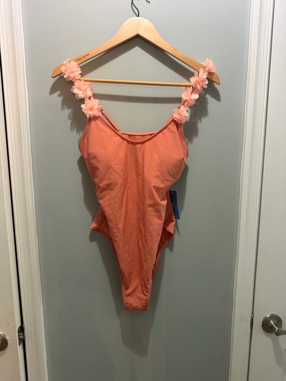 Cupshe Coral Peach One-Piece with Floral-Strap Detail